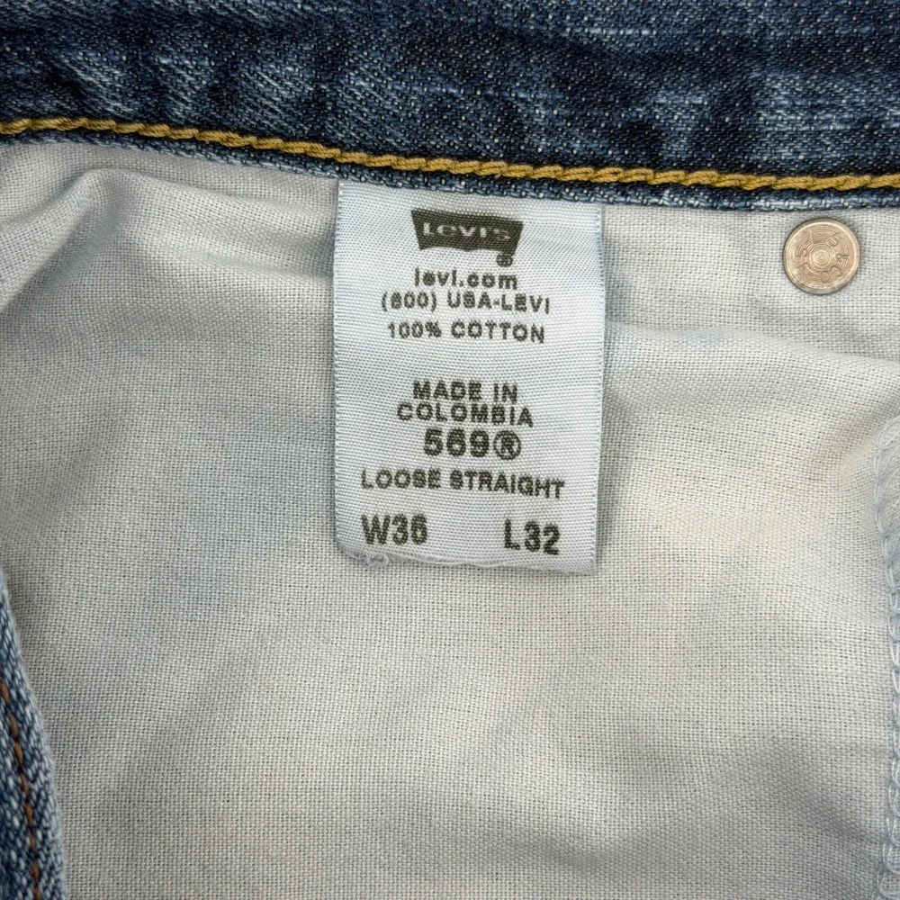 Levis 569 Loose Straight Jeans Mens 36x32 Blue Baggy Relaxed Fit Denim Pants Y2K